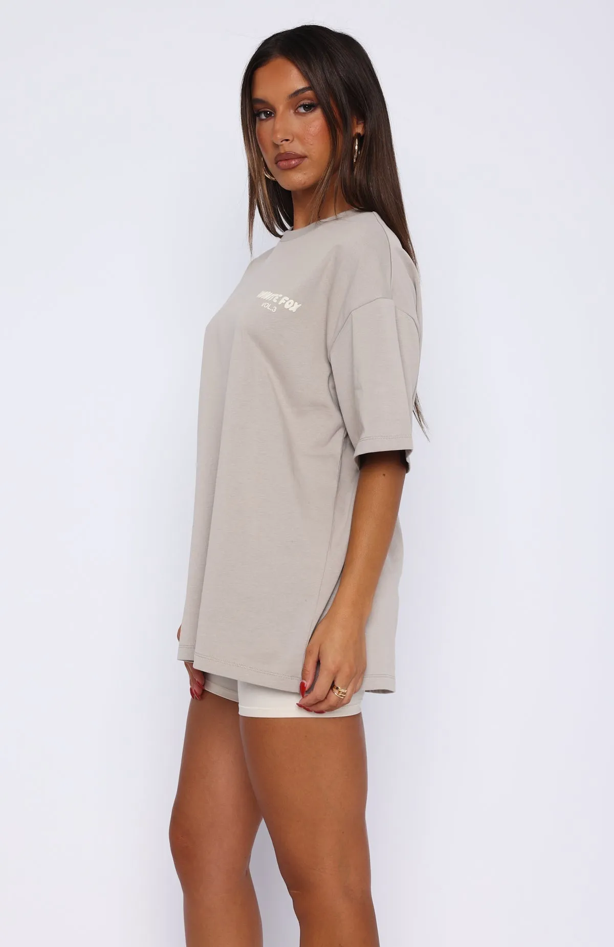 Offstage Back Graphic Oversized Tee Grey Flexible Knit Blend