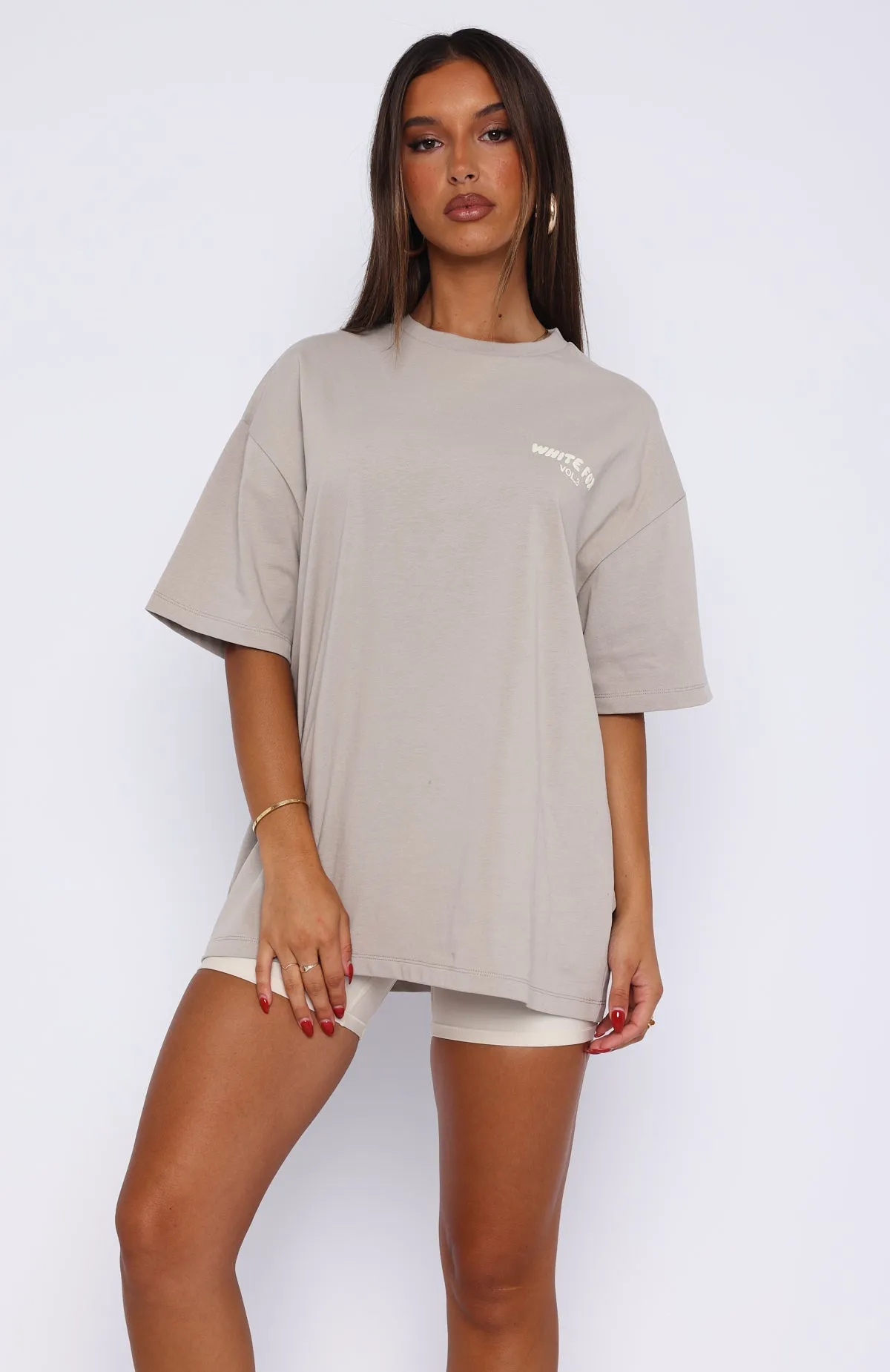 Gym Wear Antibacterial Fabric Offstage Back Graphic Oversized Tee Grey