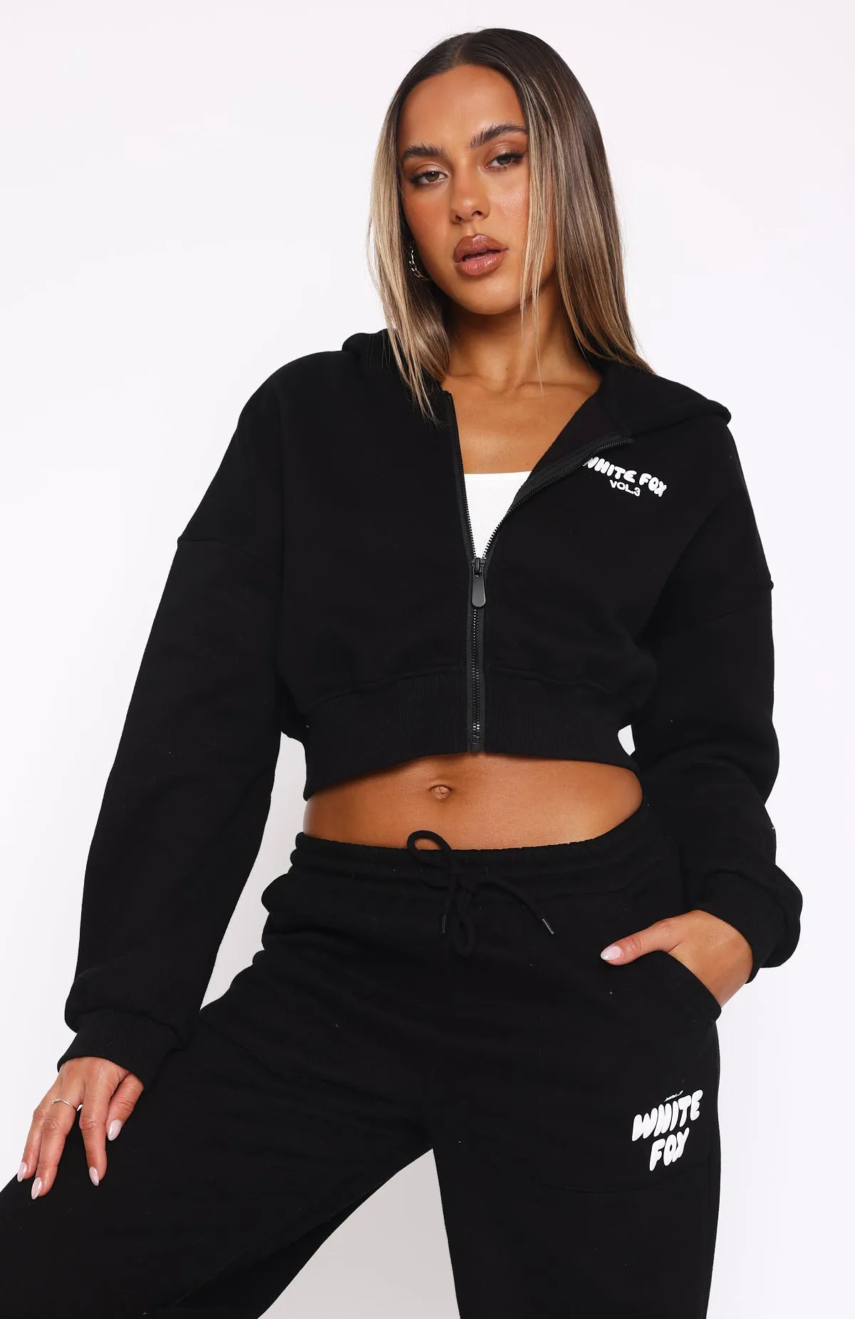 Classic Pick Offstage Cropped Zip Hoodie Monochrome
