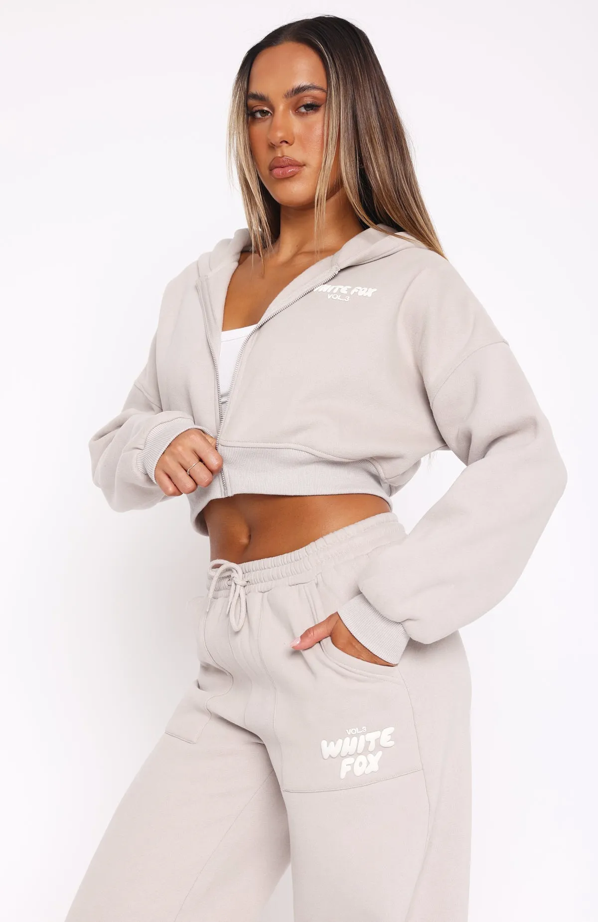 Offstage Cropped Zip Hoodie Moon Ultra Soft Yarn