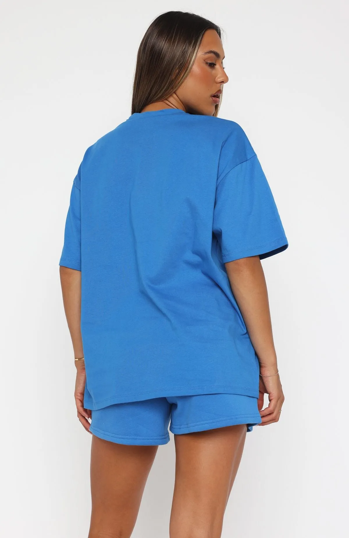 Offstage Oversized Tee Azure FrictionResistant Sleeves Breathable fabric