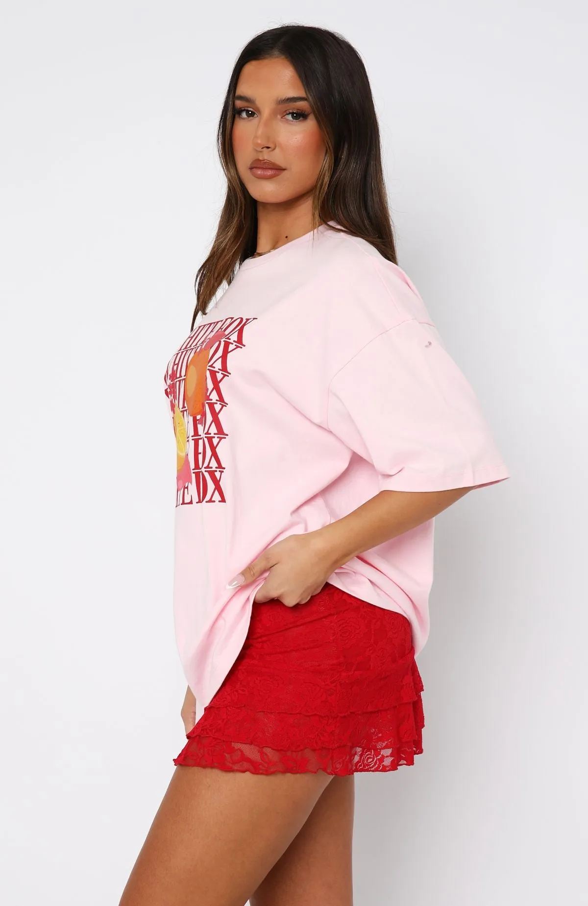Oh So Sweet Oversized Tee Pink Printed Blouse