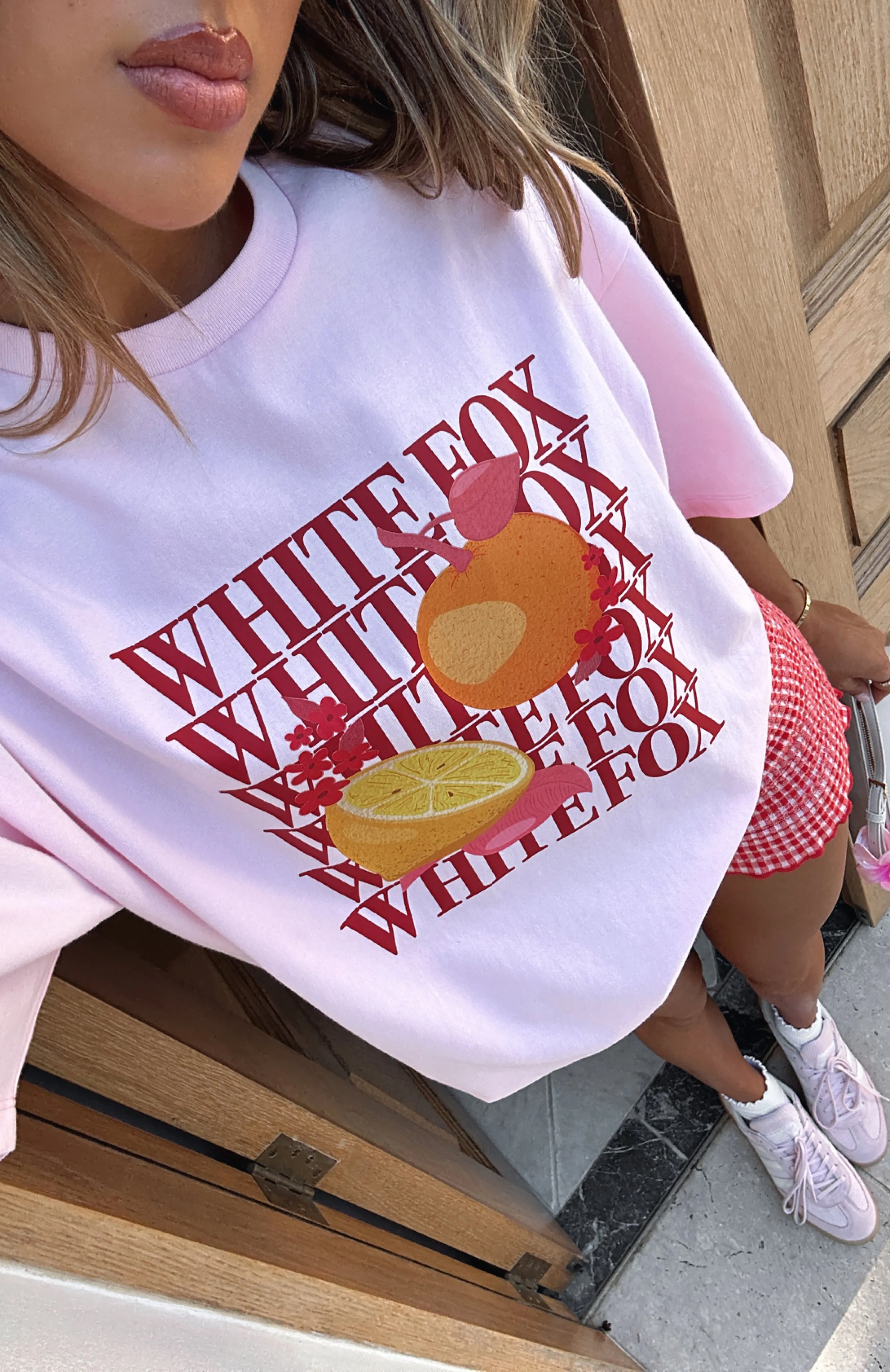 Four Way Stretch Material Oh So Sweet Oversized Tee Pink