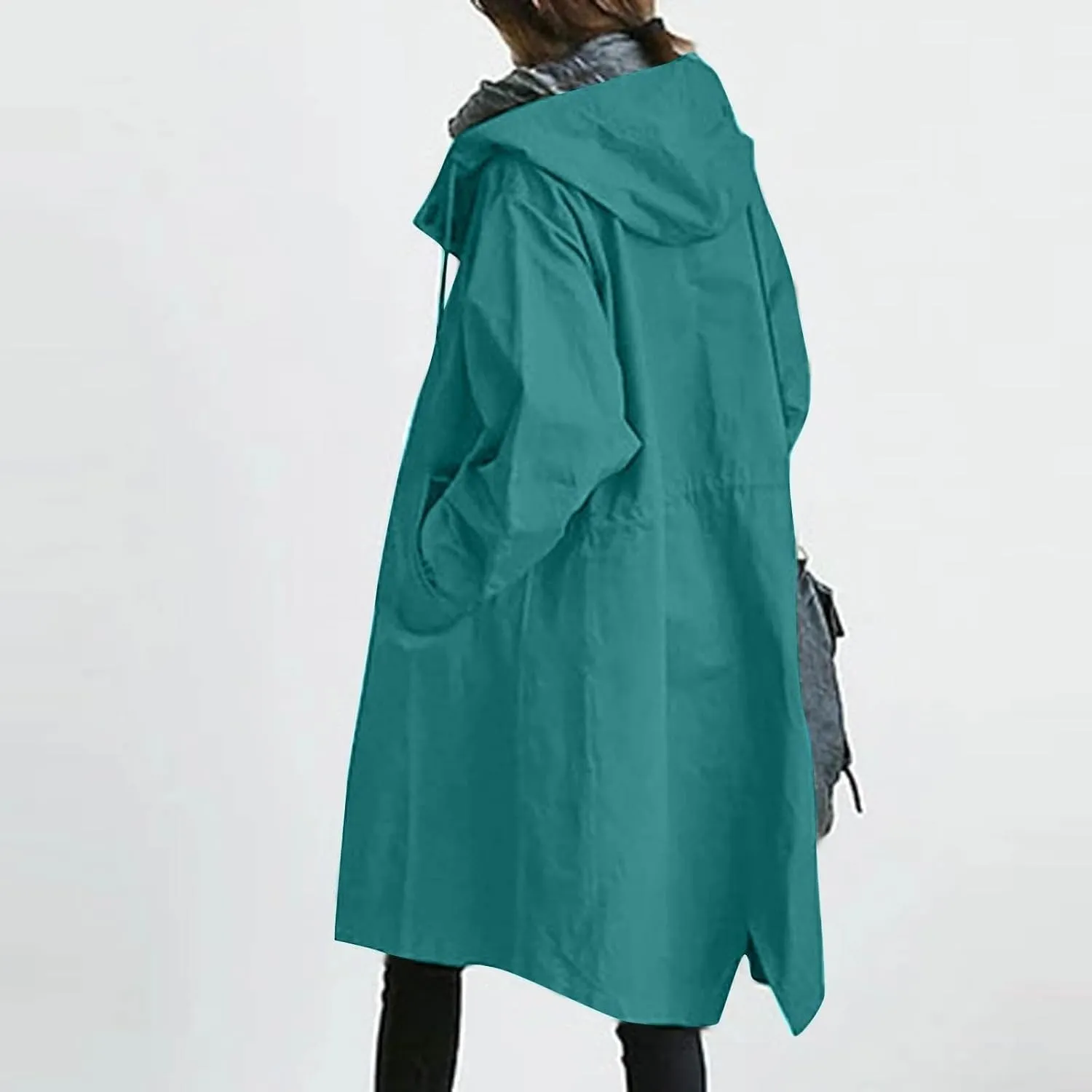OIOLOYJM Trench Coat for Women 2024 Fall Rain Jacket Womens Waterproof with Hood Plus Size Outdoor Windbreaker Overcoat