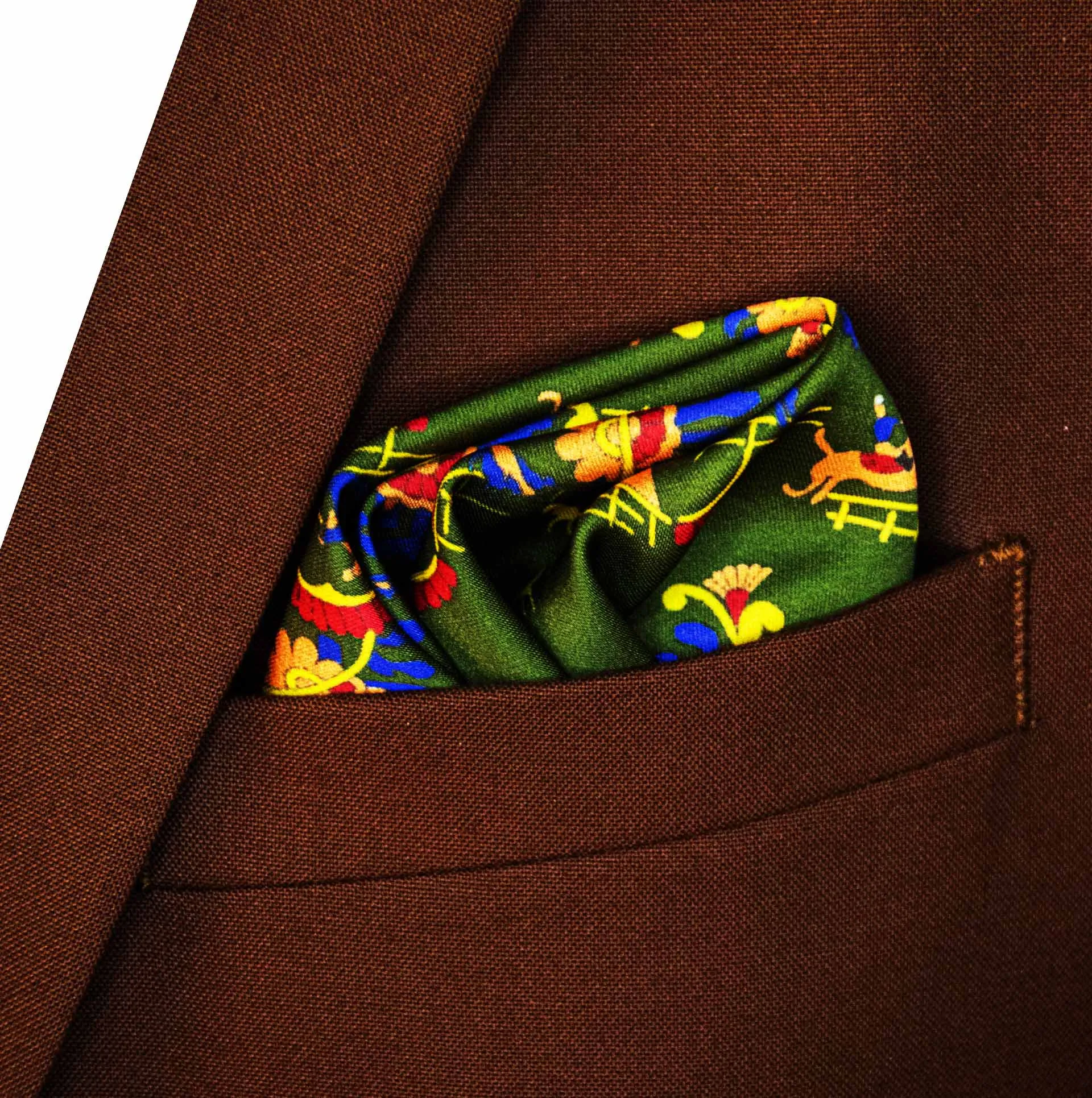 Olive Green Paisley and Floral - Silk Pocket Squares