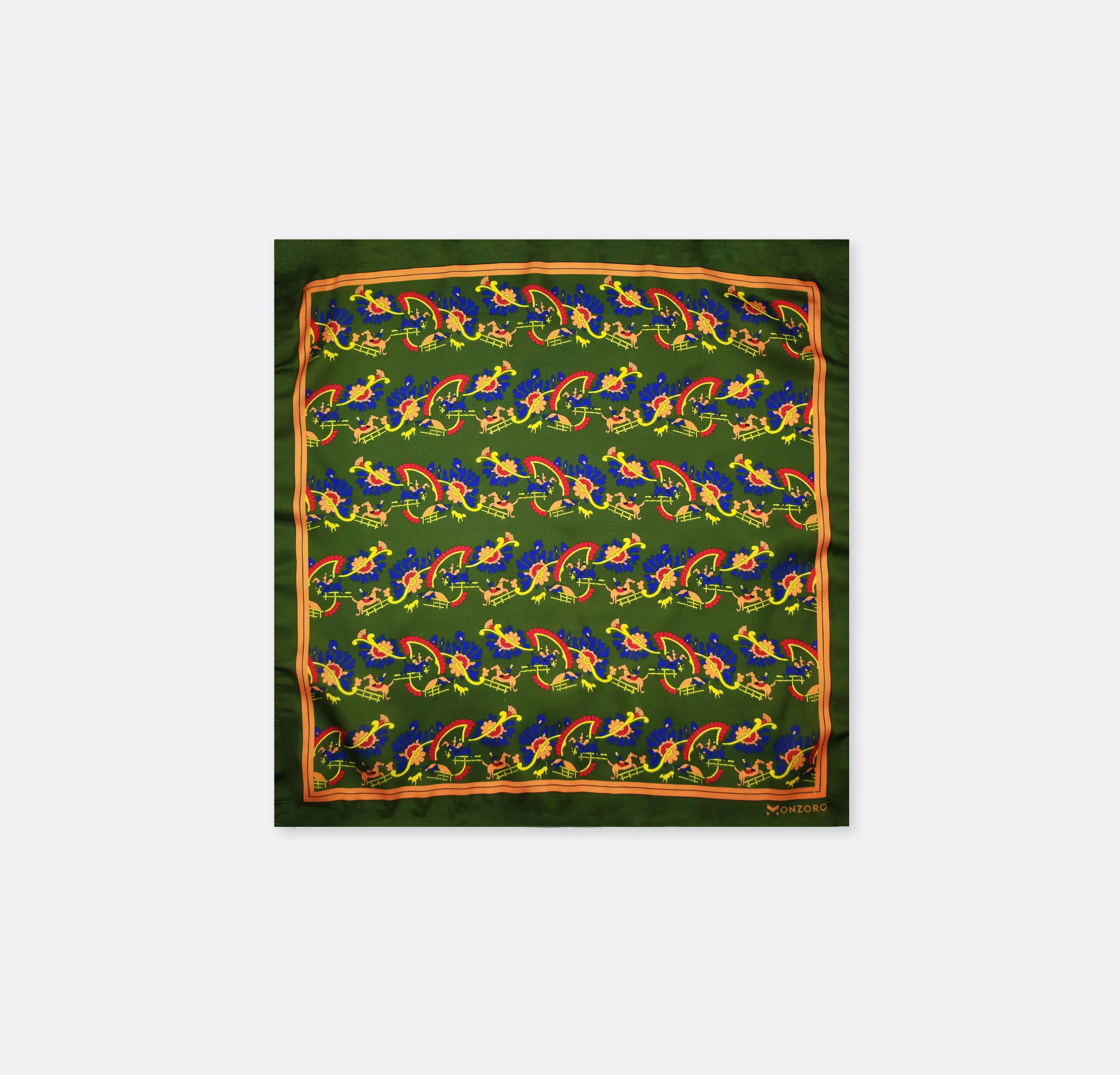 Olive Green Paisley and Floral - Silk Pocket Squares