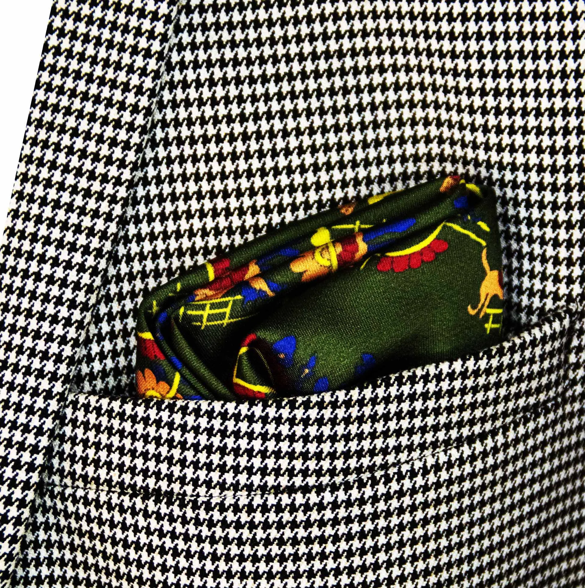 Olive Green Paisley and Floral - Silk Pocket Squares