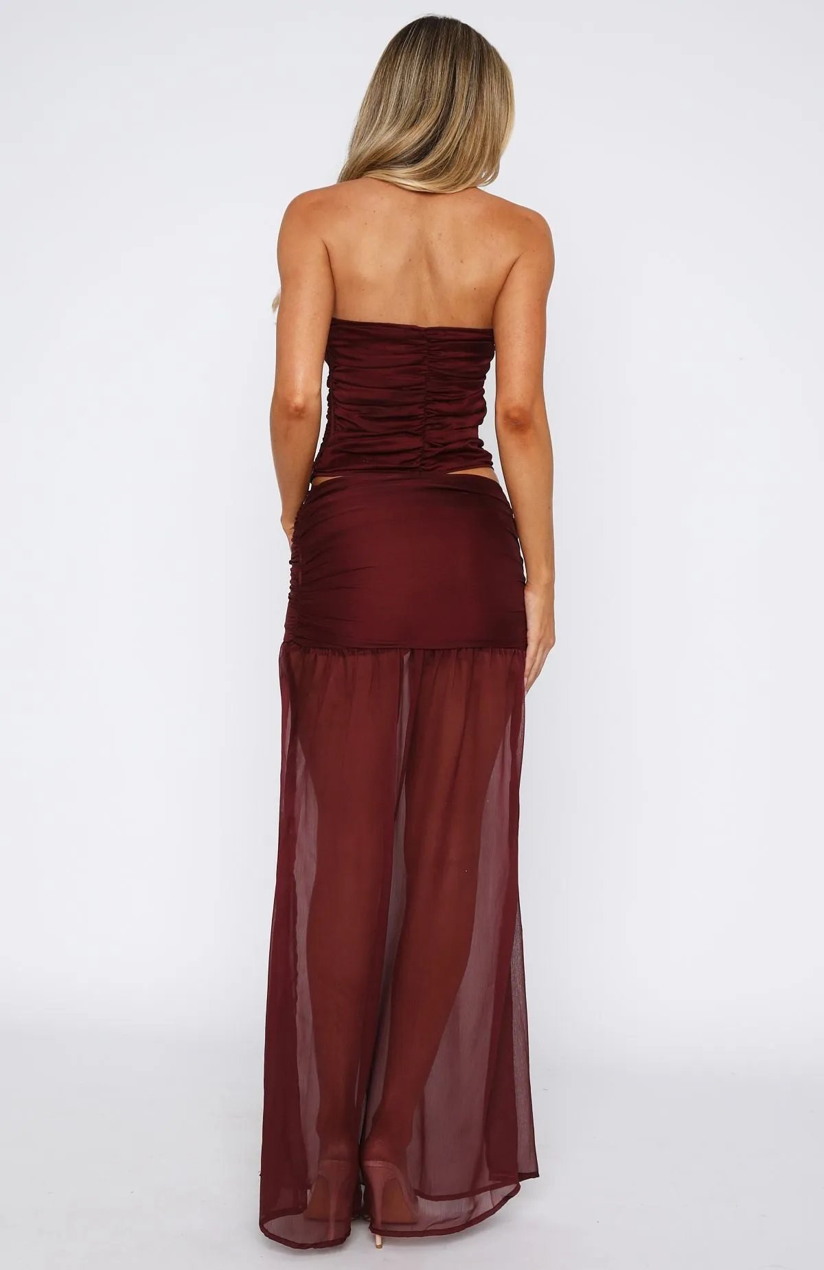 On Stage Maxi Skirt Burgundy Simple Flow
