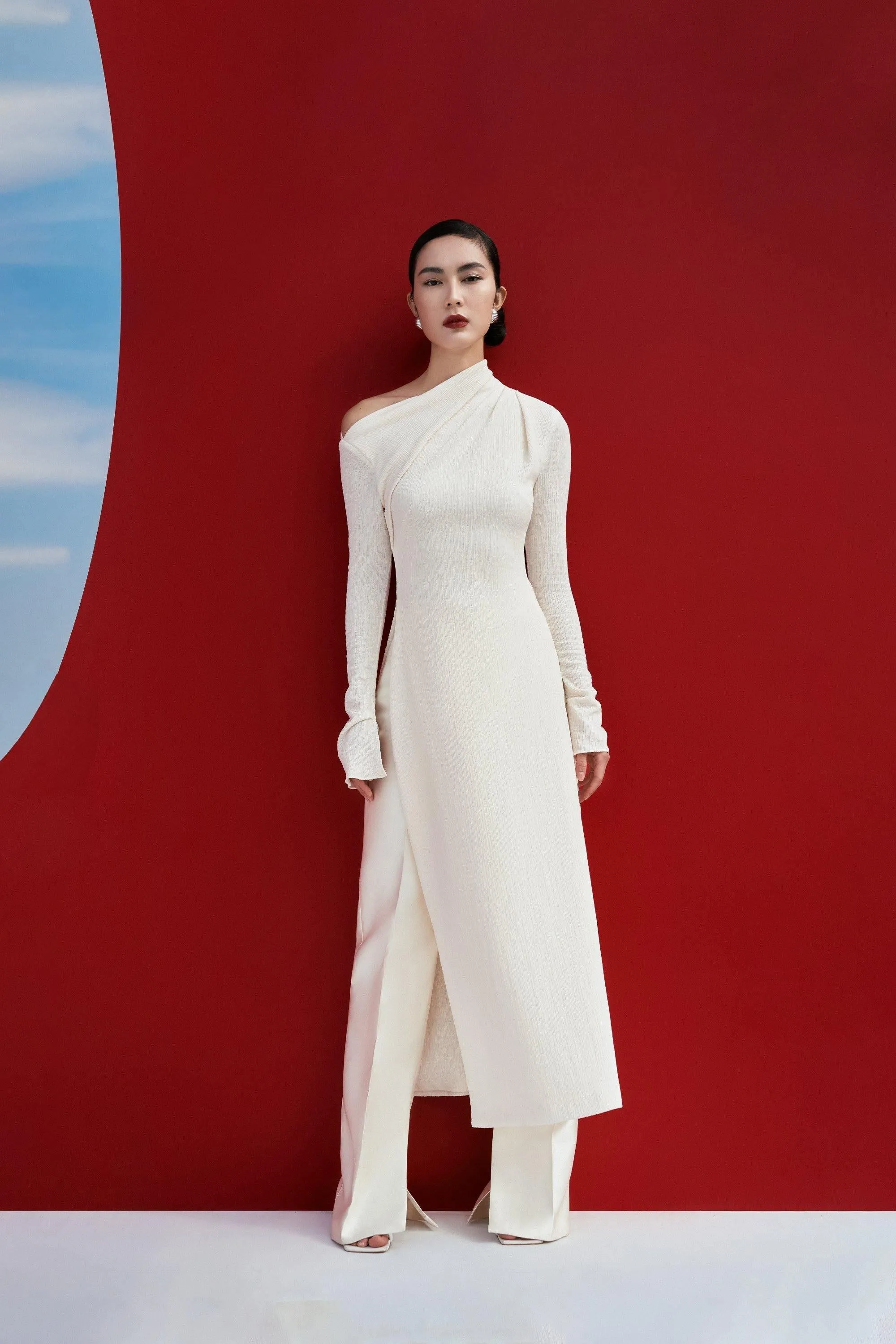 One shoulder pull tailored kaftan trouser suit - Hue