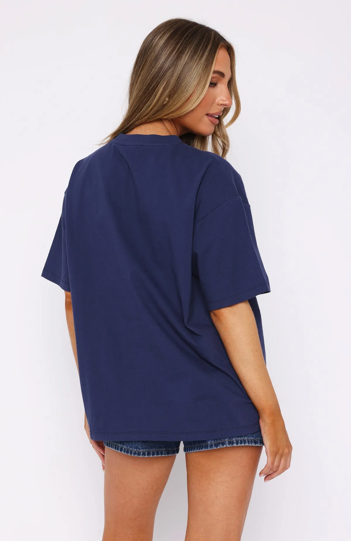 Only The Finest Oversized Tee Navy StaticResistant Material