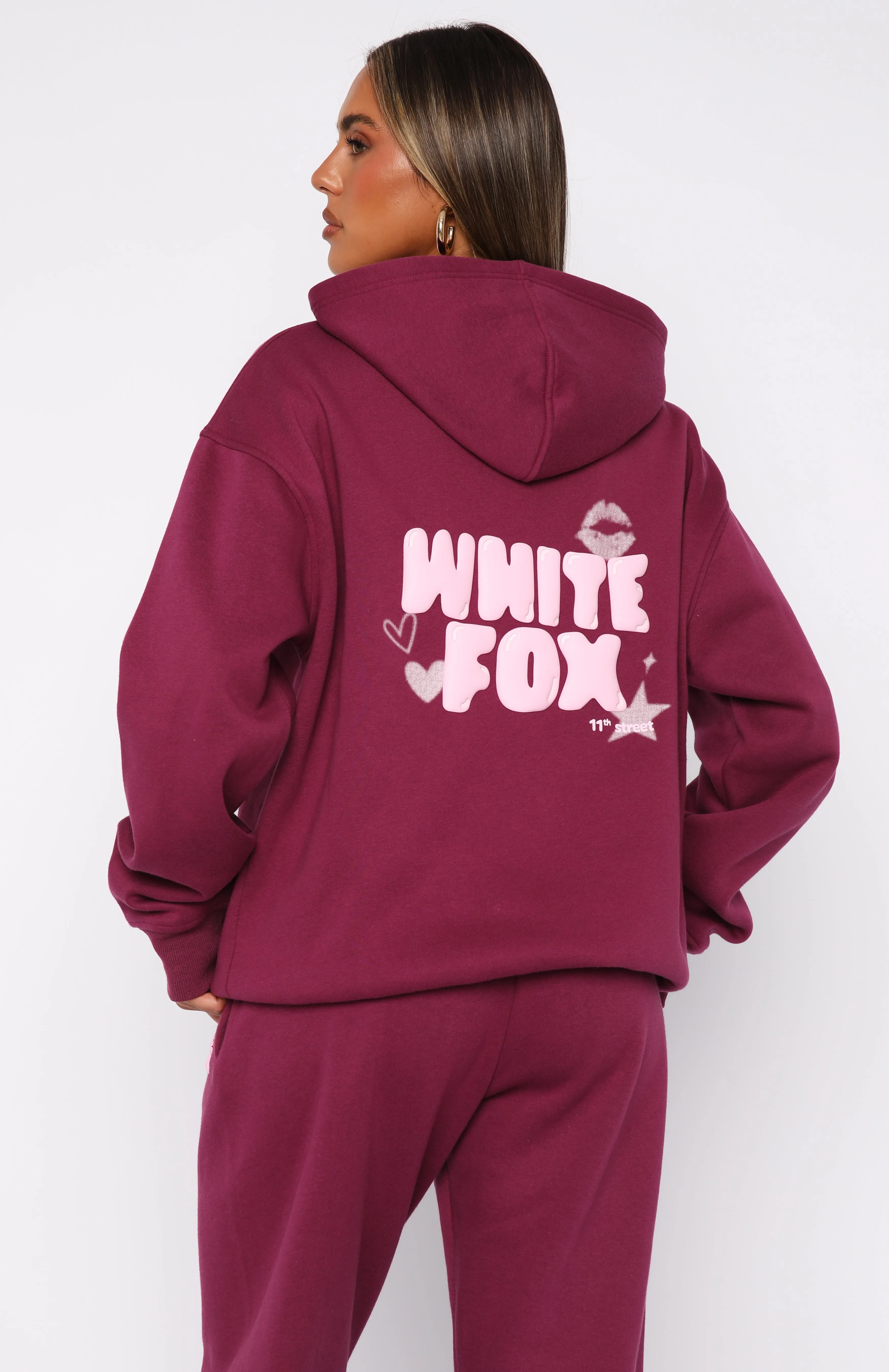 All Time 11th Street Sweet Kisses Oversized Hoodie Very Berry