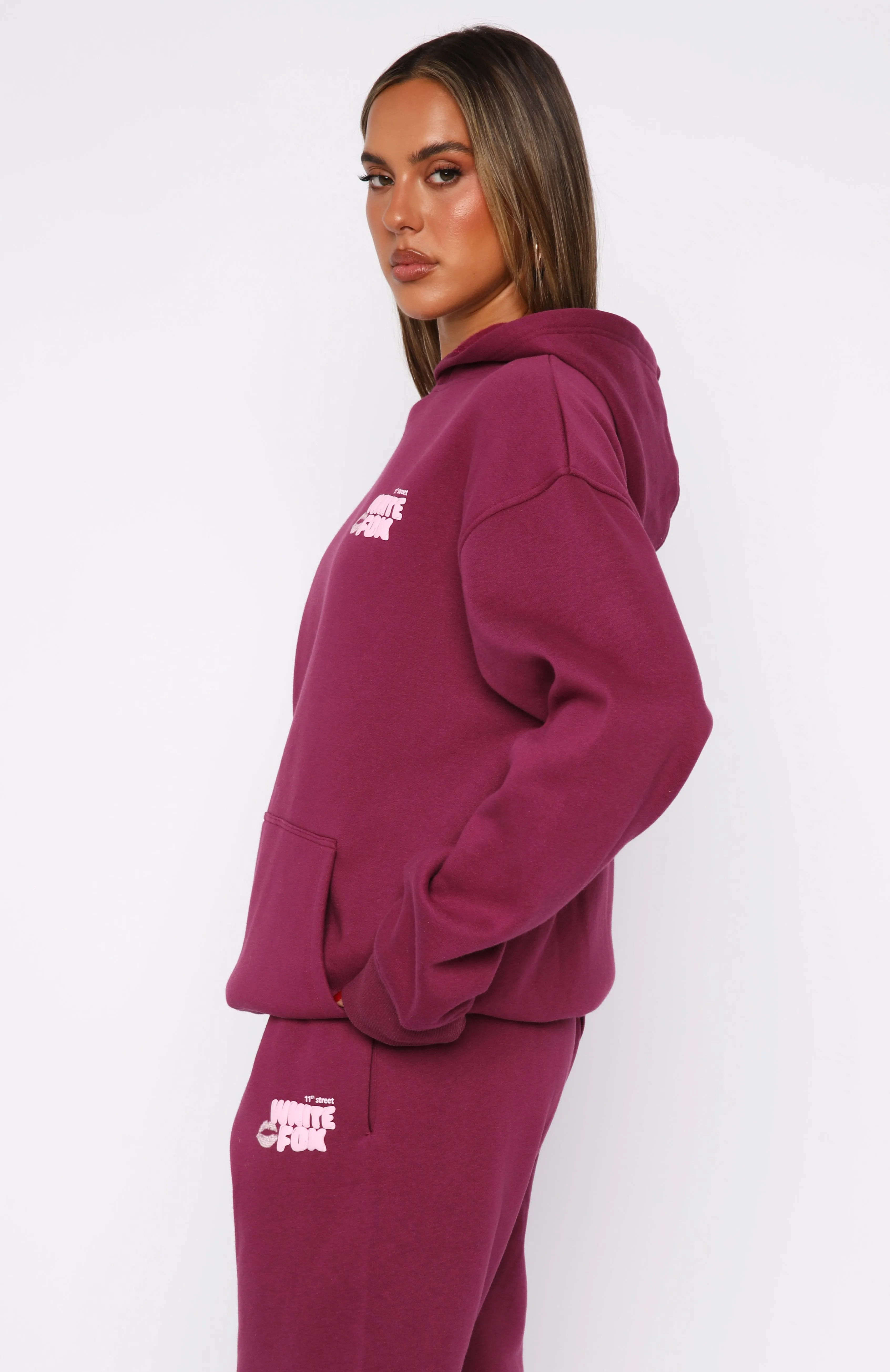 Mid layer 11th Street Sweet Kisses Oversized Hoodie Very Berry