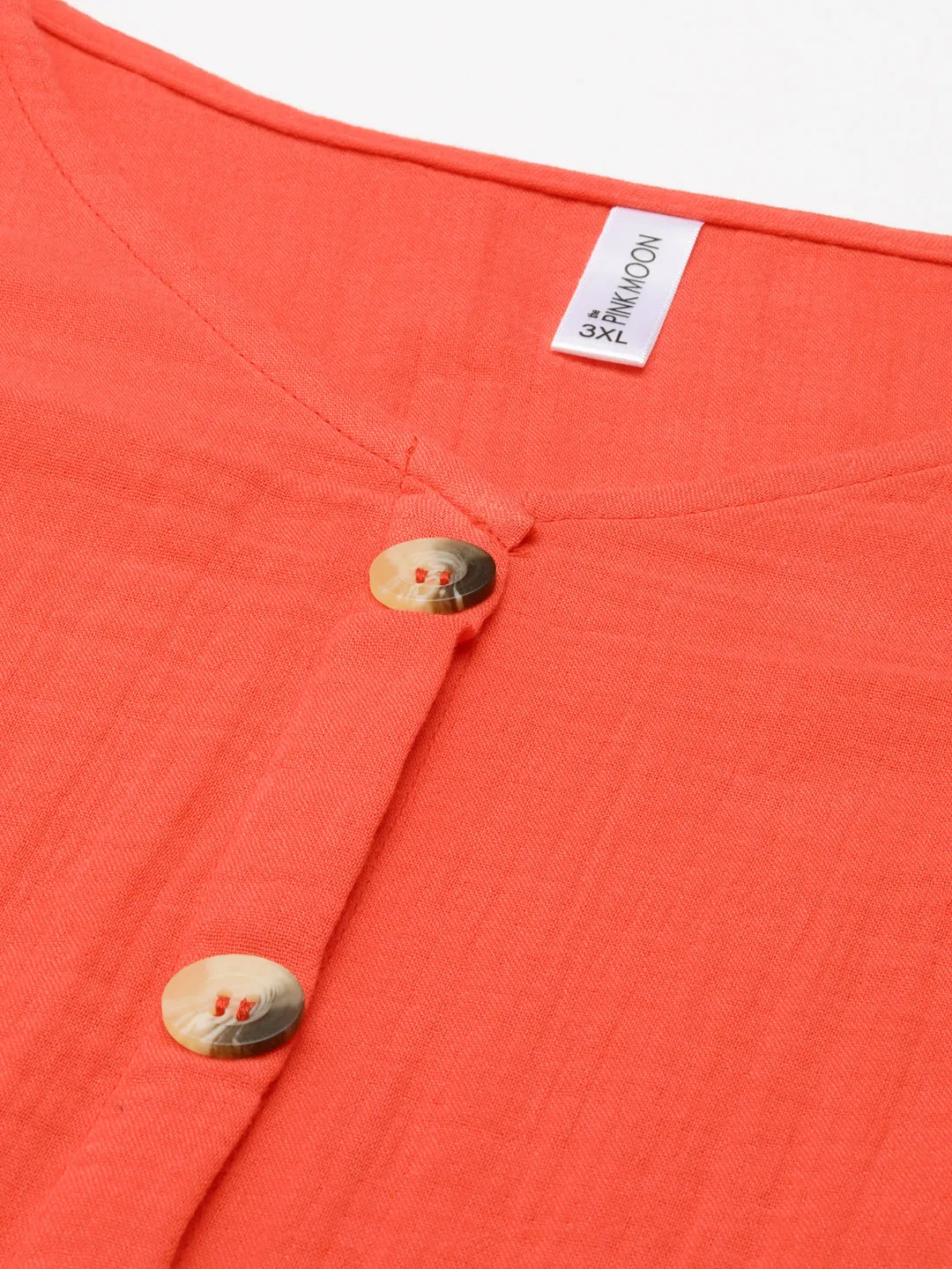 Orange A-Line Button Dress
