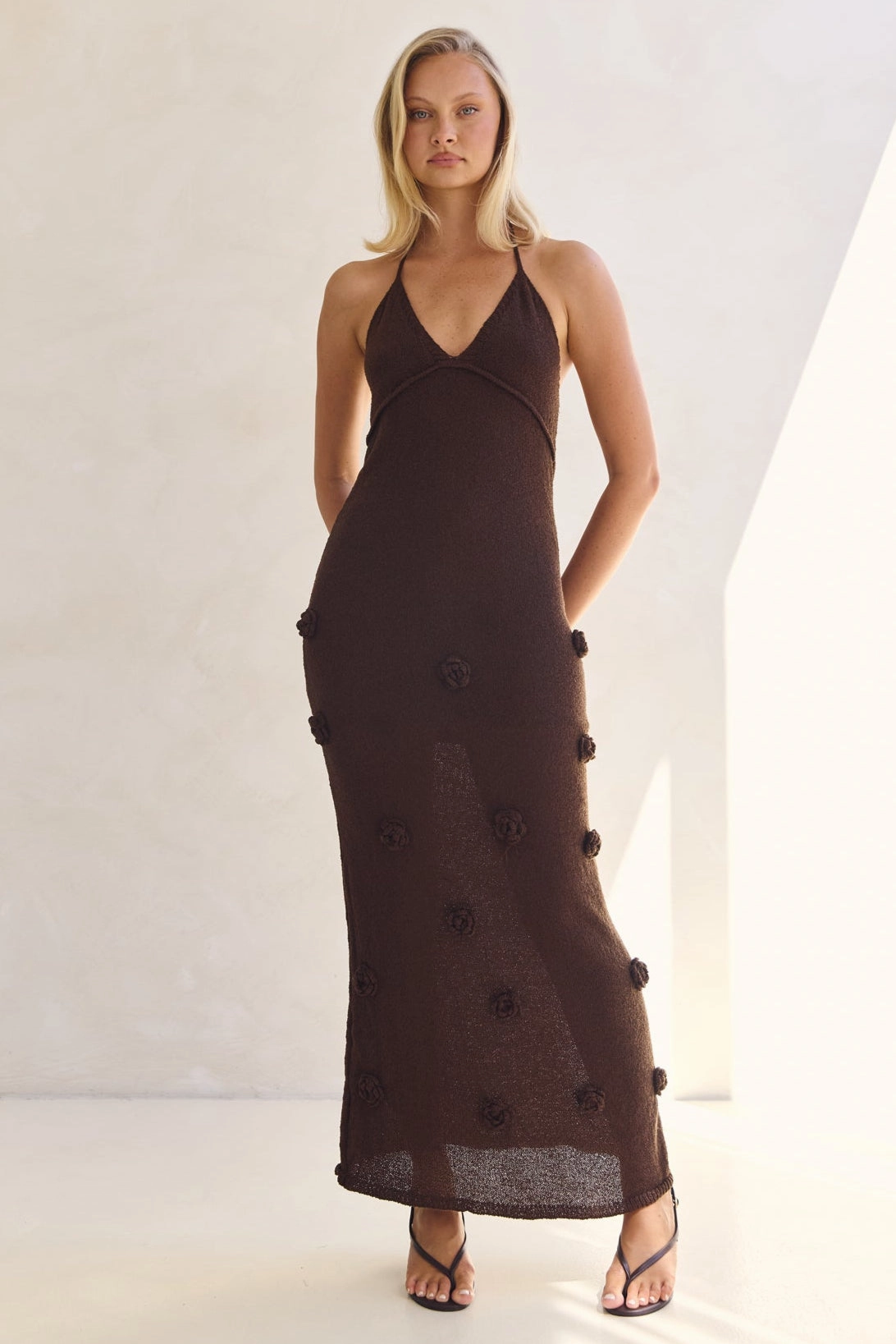Orion Knit Maxi Dress (Chocolate) Minimalist Layering