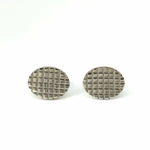Oval Shaped Cufflinks with Check (Online Exclusive)