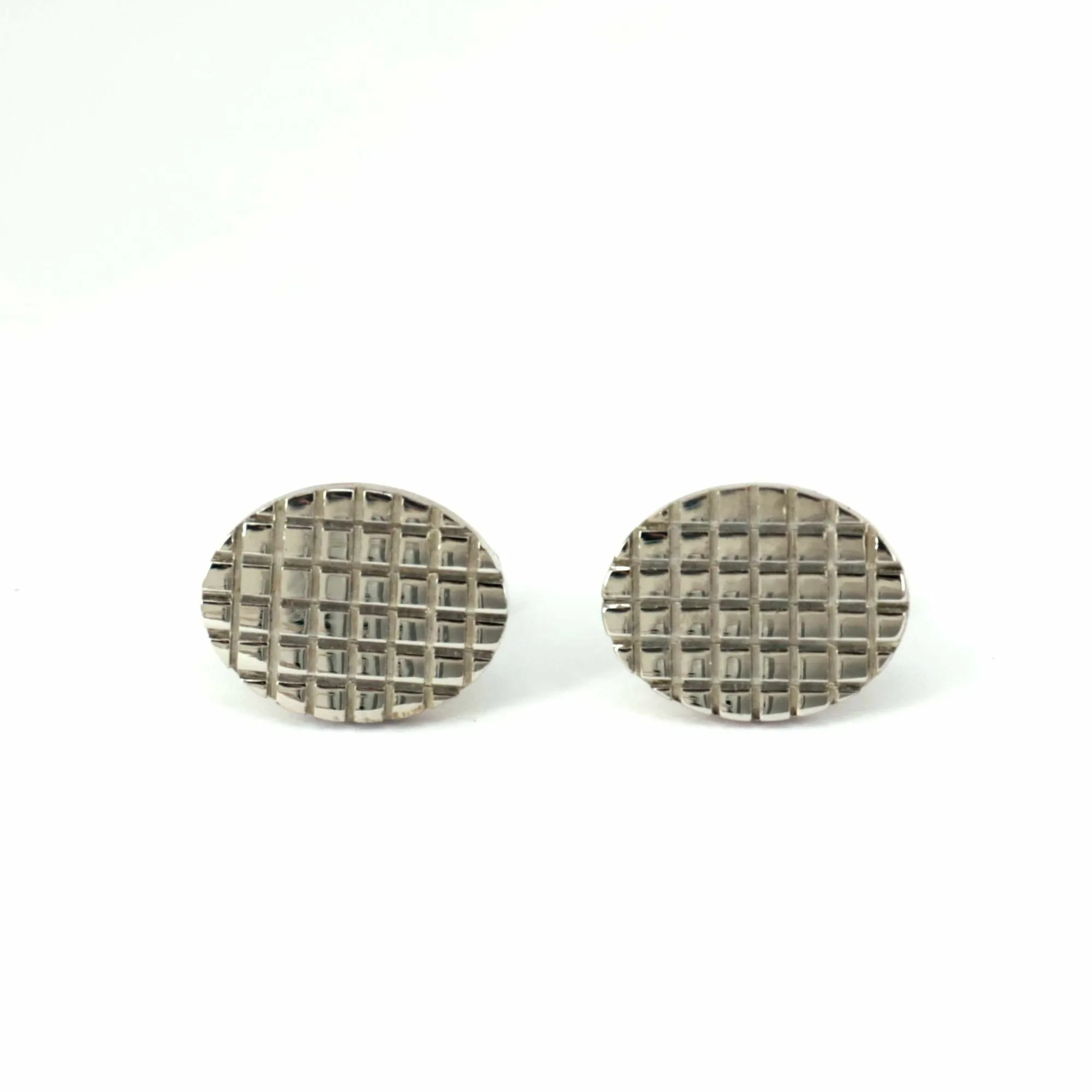 Oval Shaped Cufflinks with Check (Online Exclusive)