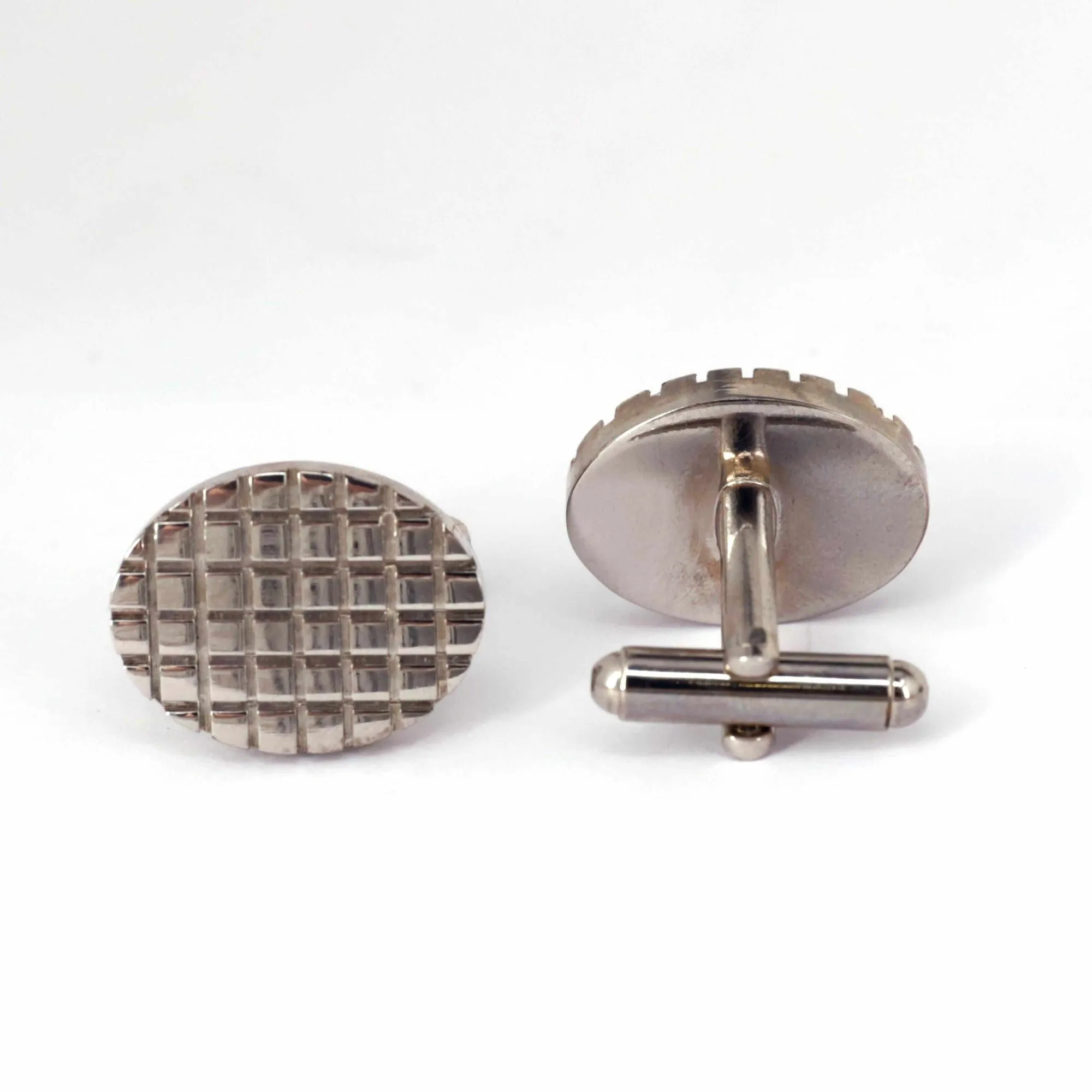 Oval Shaped Cufflinks with Check (Online Exclusive)