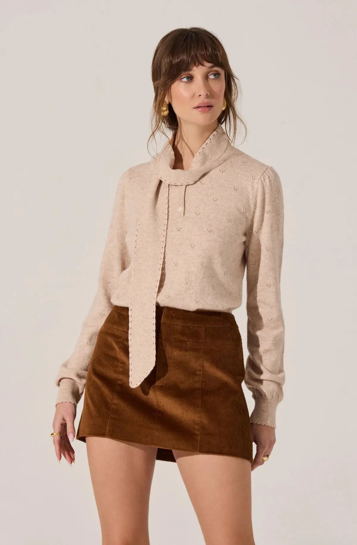 Ovalia Scarf Neck Sweater Tencel Blend Material Relaxed Cut