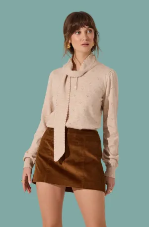 Ovalia Scarf Neck Sweater Leisure Look StretchWeave Fabric