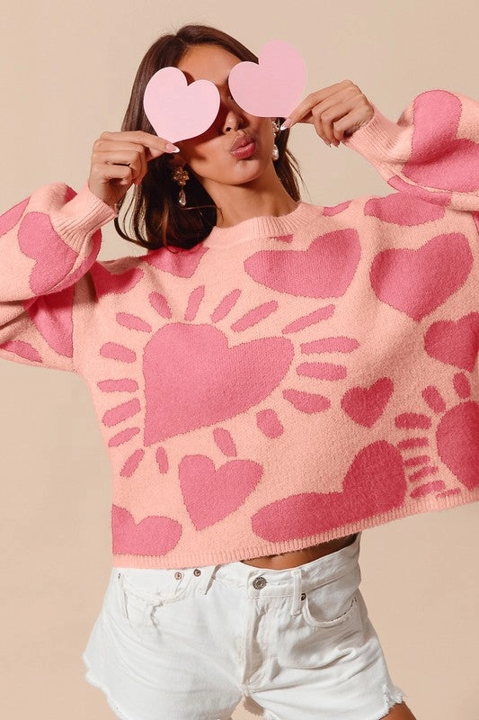 HEART VALENTINE DAY SWEATER PULLOVER TOP S-XL Reflective Trim