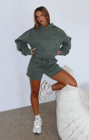 Stay Cozy Breathable Lining Leisure Edition Lounge Shorts Dark Green