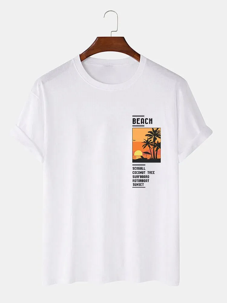 Palm Tree Beach Landscape Print T-Shirt & Swim Shorts