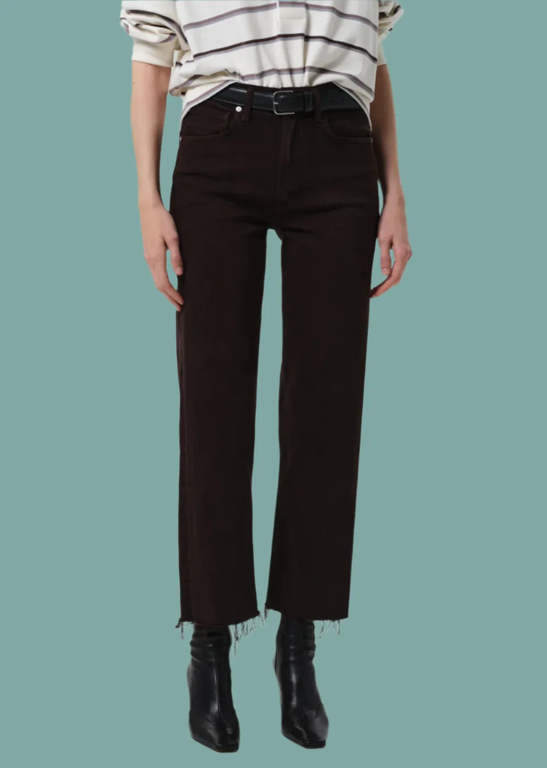 Eco Friendly Material Palma Straight Raw Hem Jean - Carob