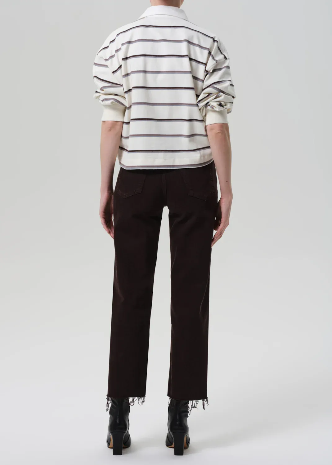 Basic Style Palma Straight Raw Hem Jean - Carob