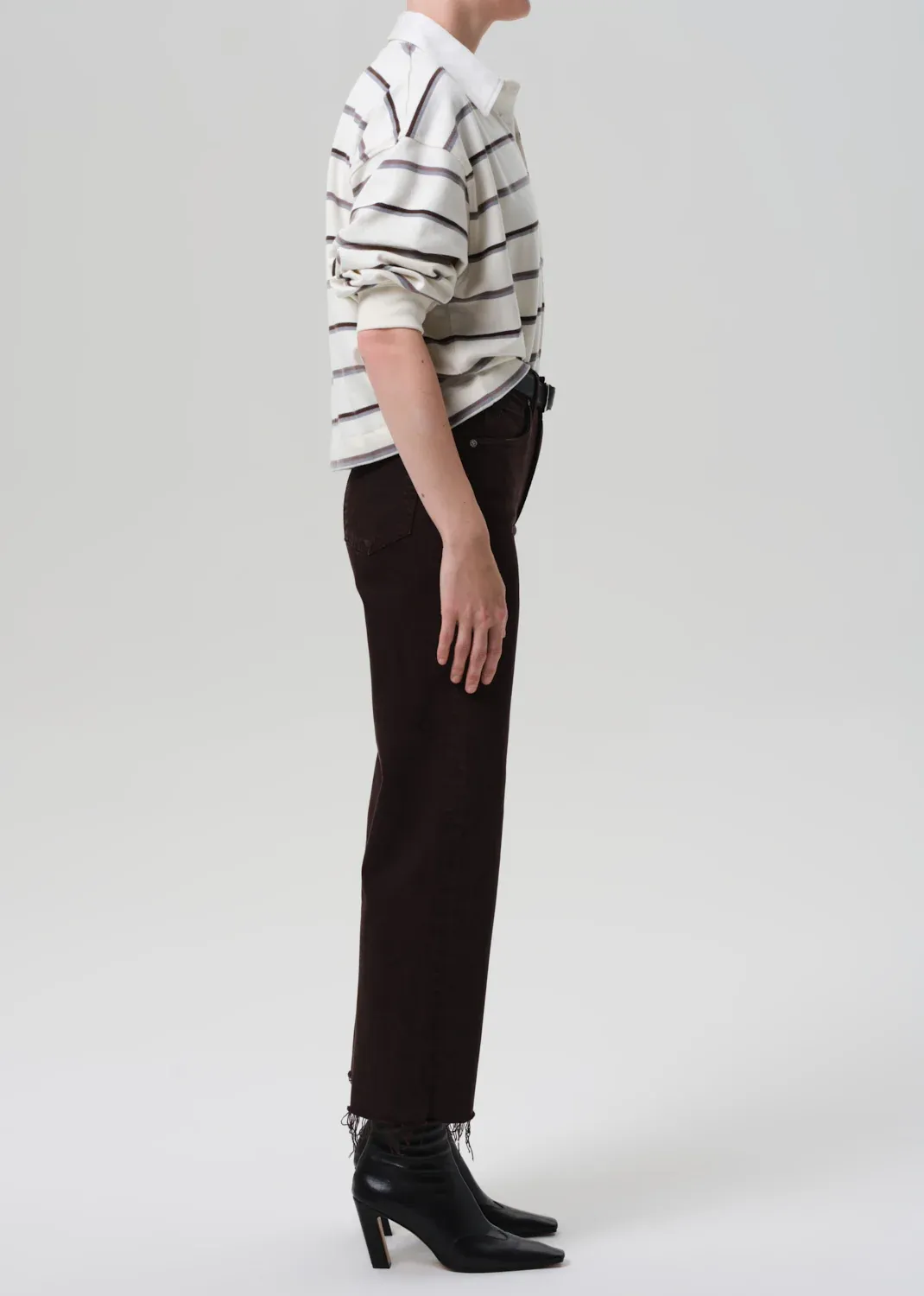 Palma Straight Raw Hem Jean - Carob Effortless Fit Timeless Comfort