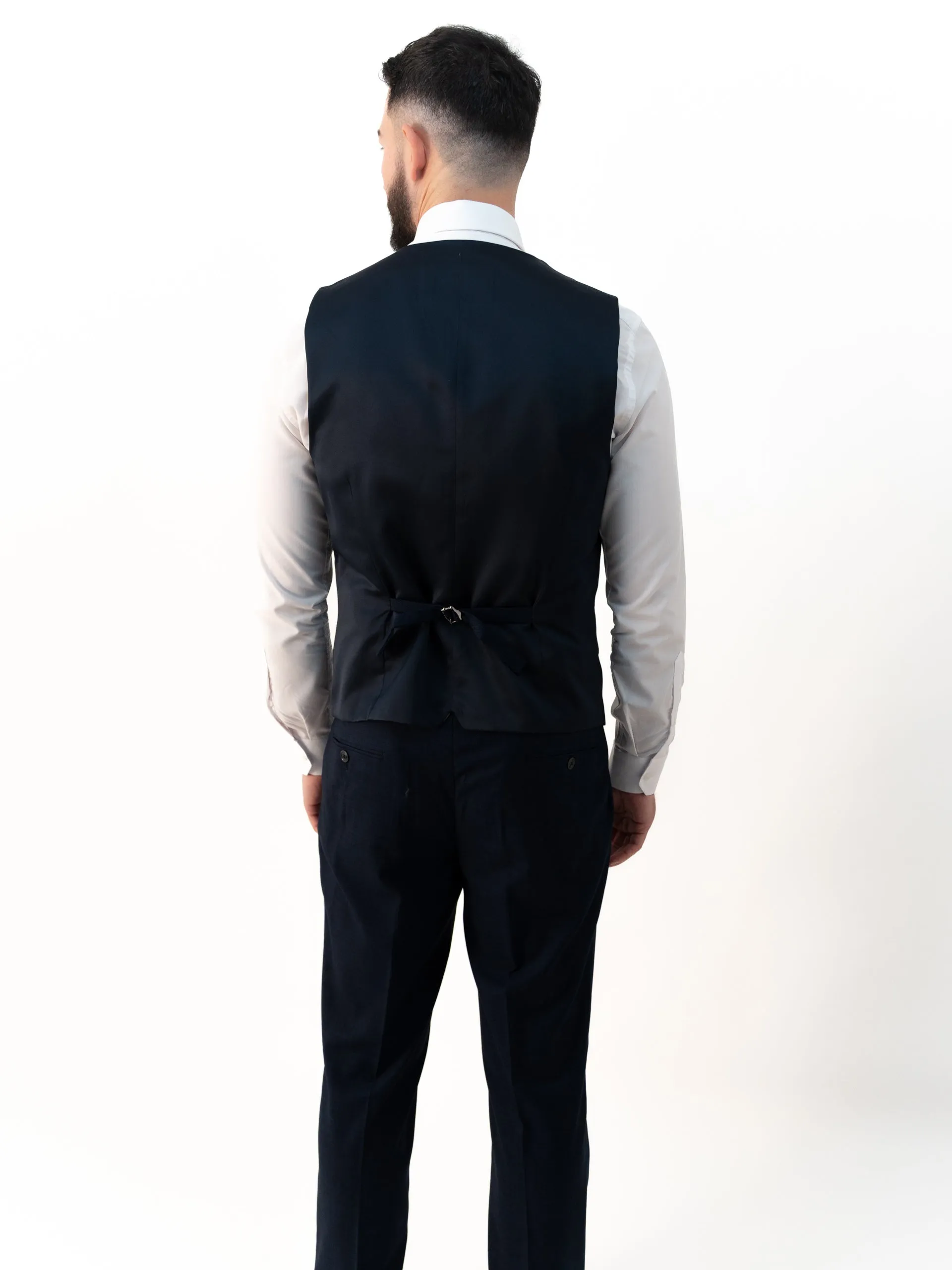 Paolo Navy Blue Double Breasted Three Piece Suit