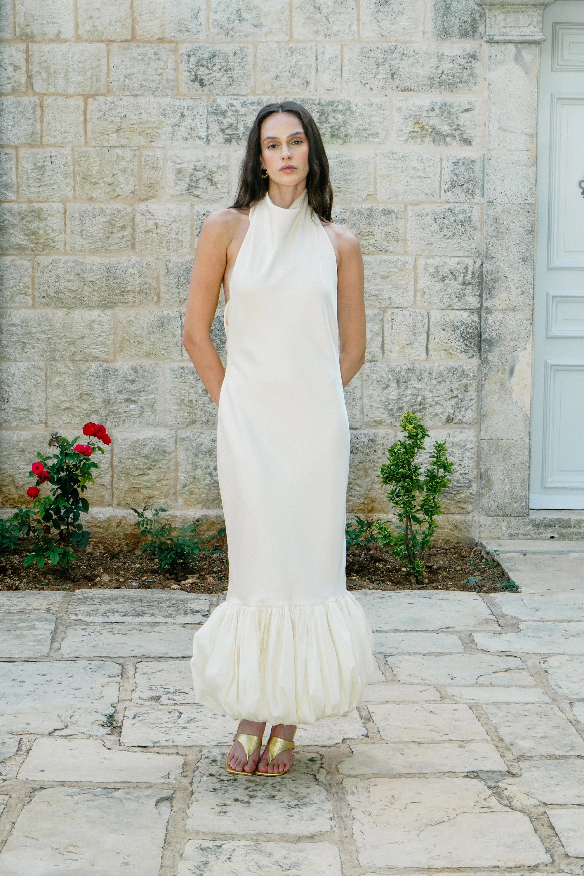 Shrinkage Prevention Treatment Stretchable Waistband Parasol d'??t?? Dress