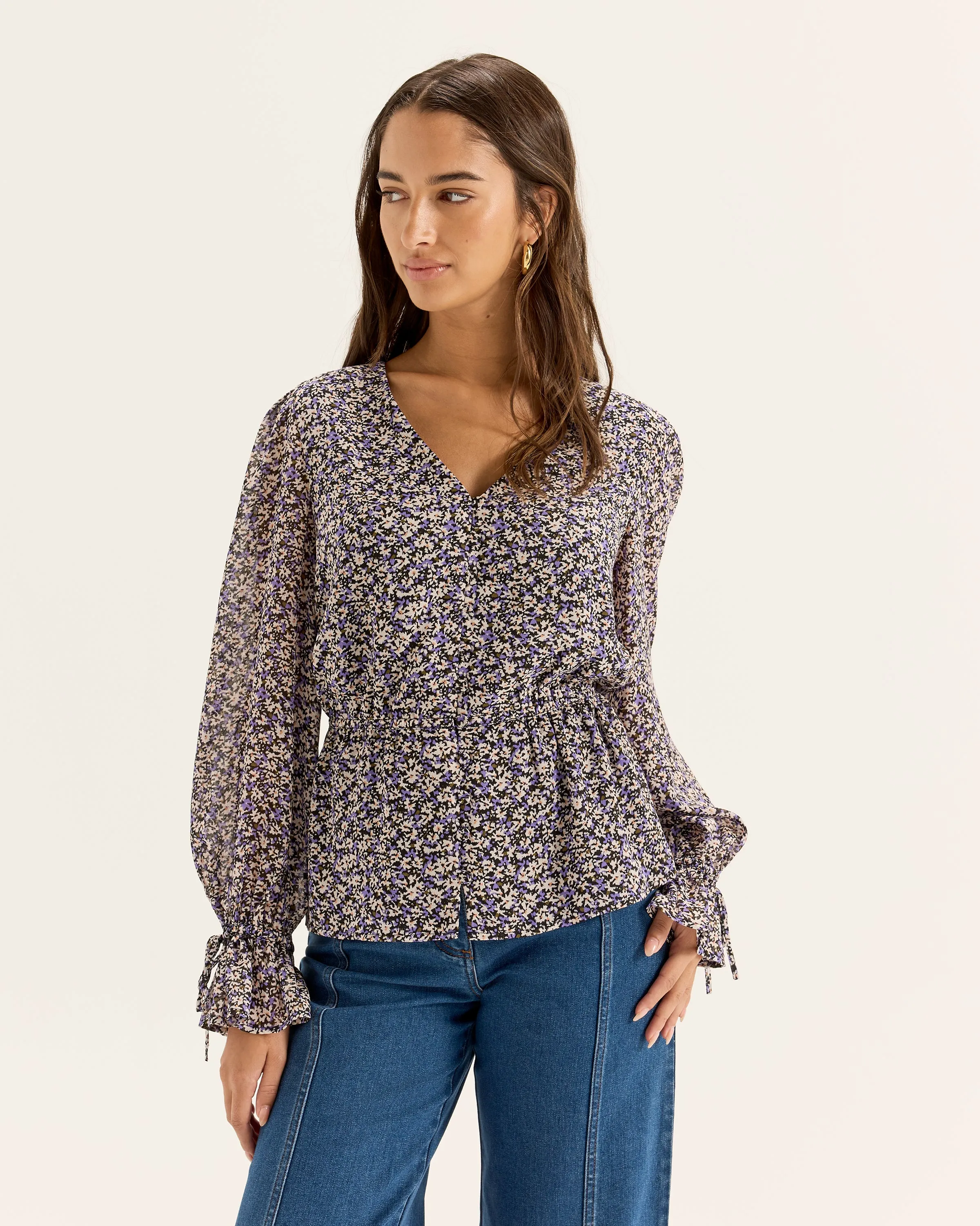 Brushed Inner Layer TwillWeave Parisian Bloom Top