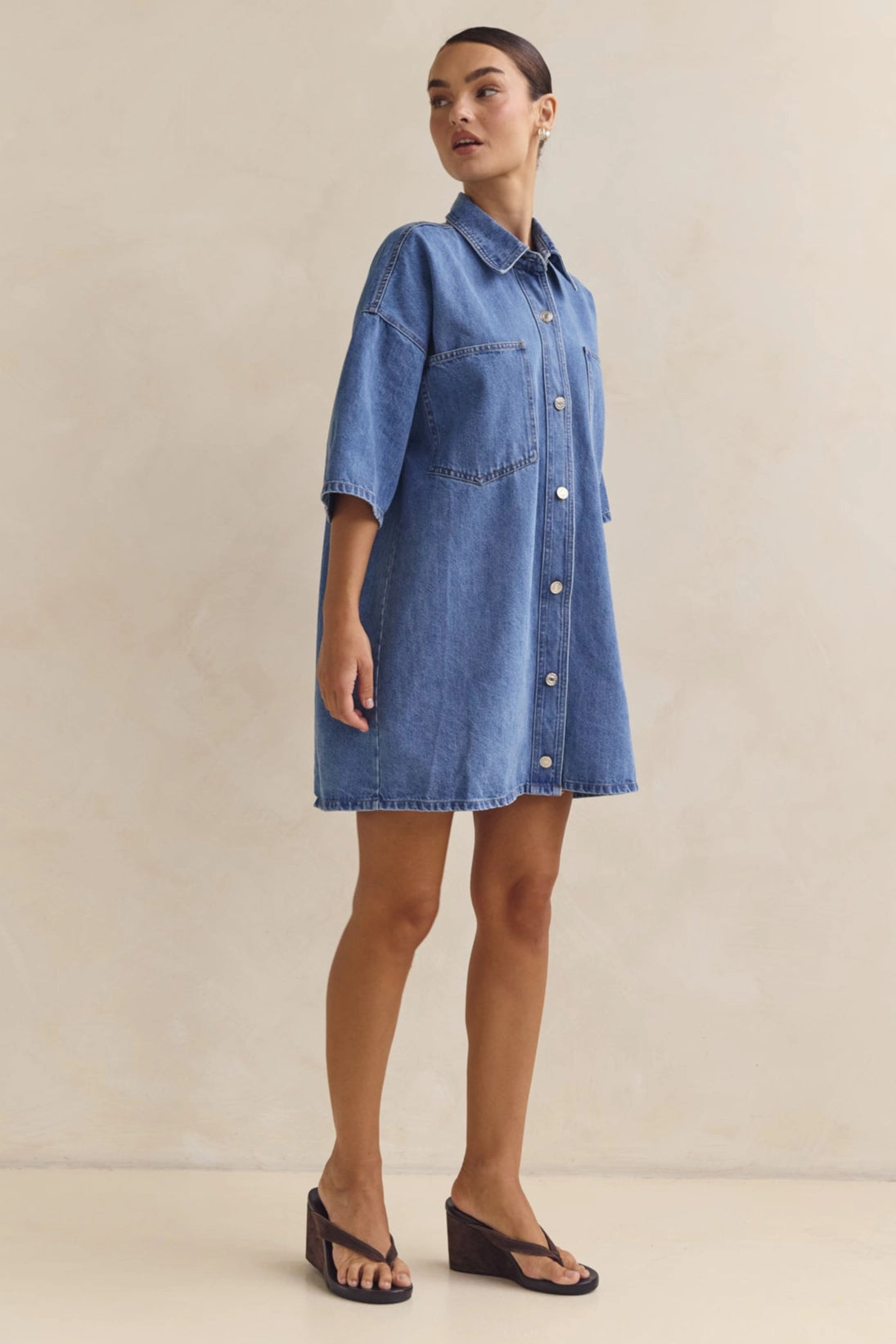Parker Denim Shirt Dress (Blue) Formal Wear Natural Silhouette