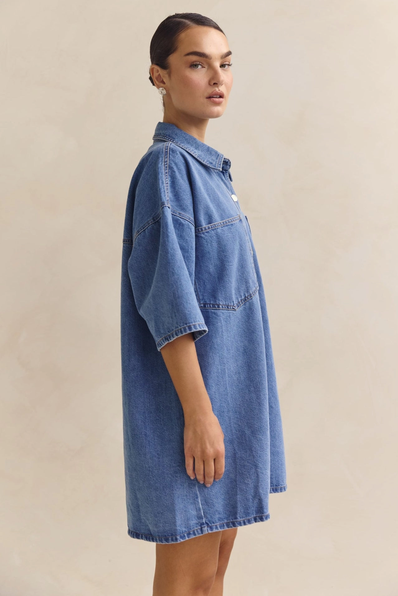 Parker Denim Shirt Dress (Blue) Glamorous look Cool Structure
