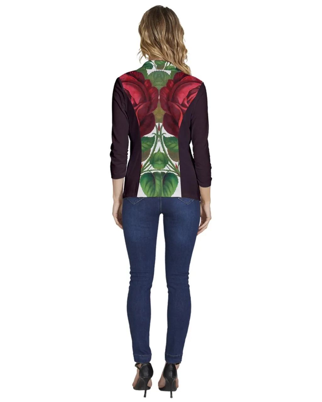 Passion Rose Women's One-Button 3/4 Sleeve Short Jacket