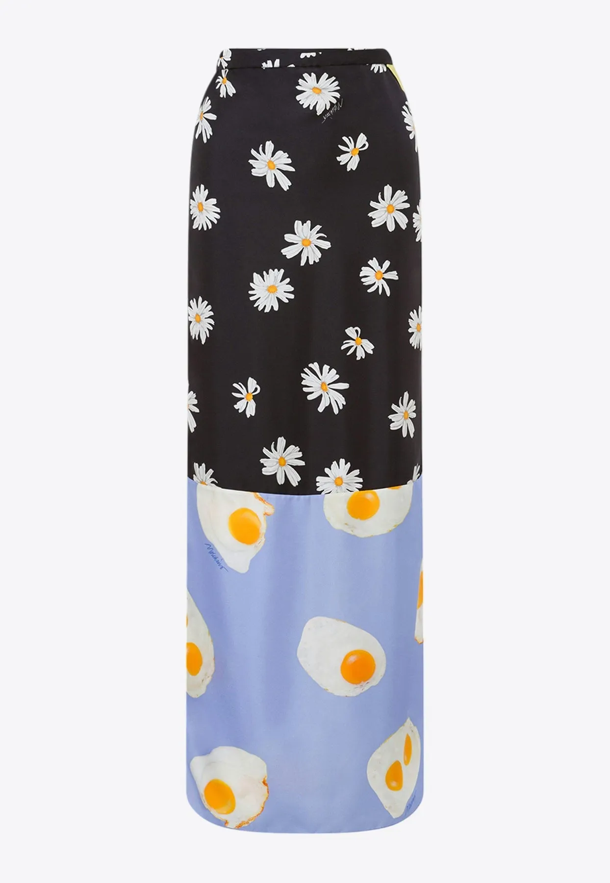 Patchwork Silk Twill Maxi Skirt