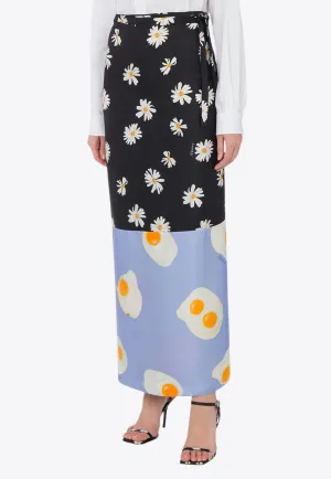 Patchwork Silk Twill Maxi Skirt