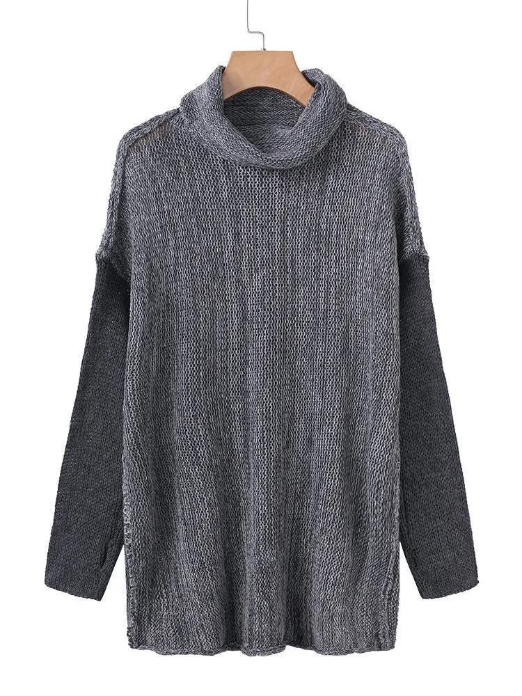 Patchwork Turtleneck Women Sweaters