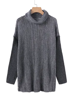 Patchwork Turtleneck Women Sweaters