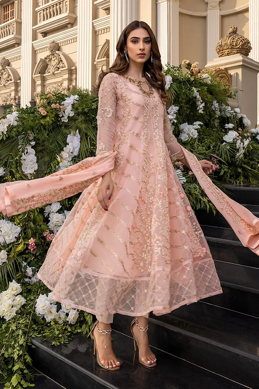 Peach Salwar Kameez with Delicate Embroidery #PF415