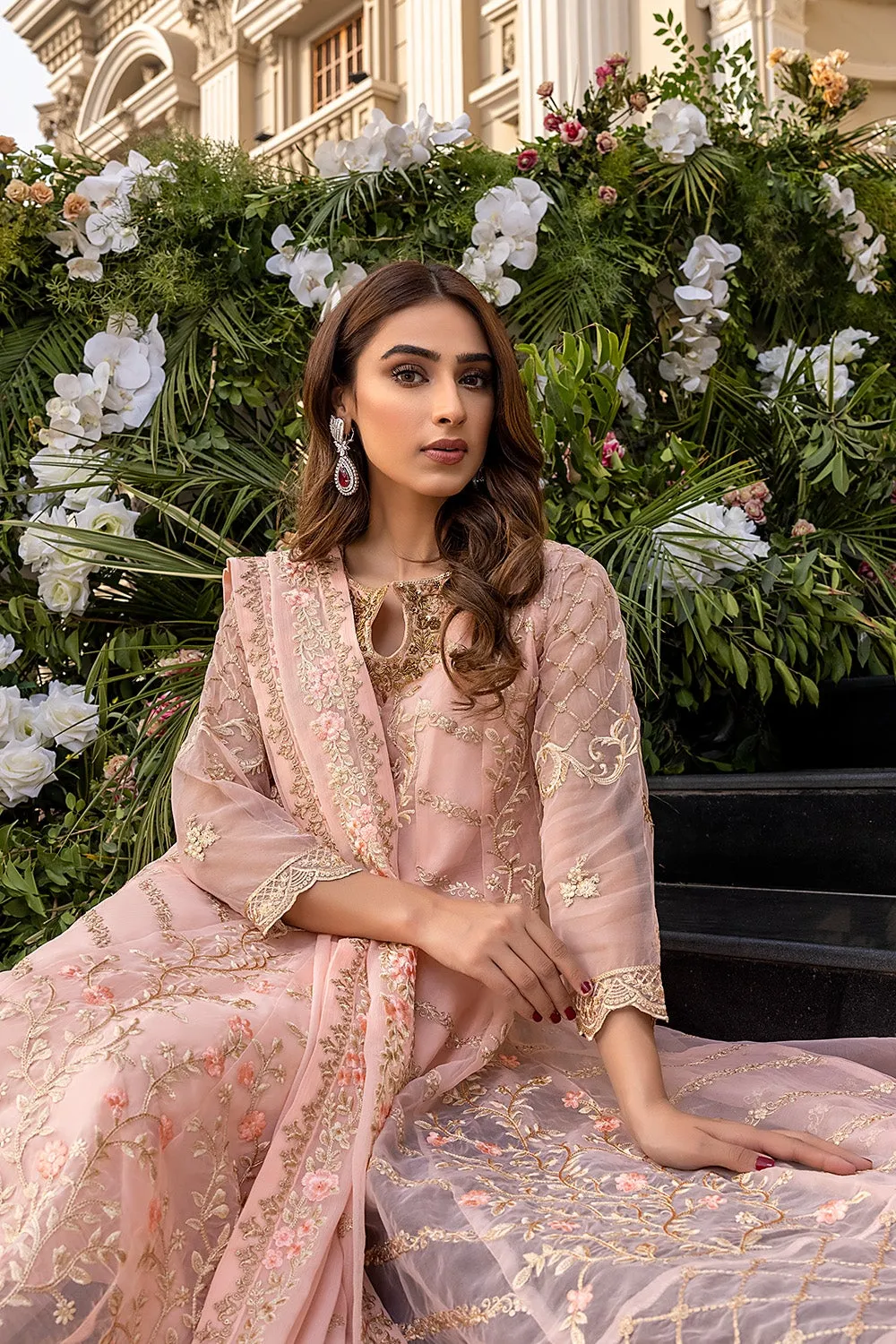 Peach Salwar Kameez with Delicate Embroidery #PF415