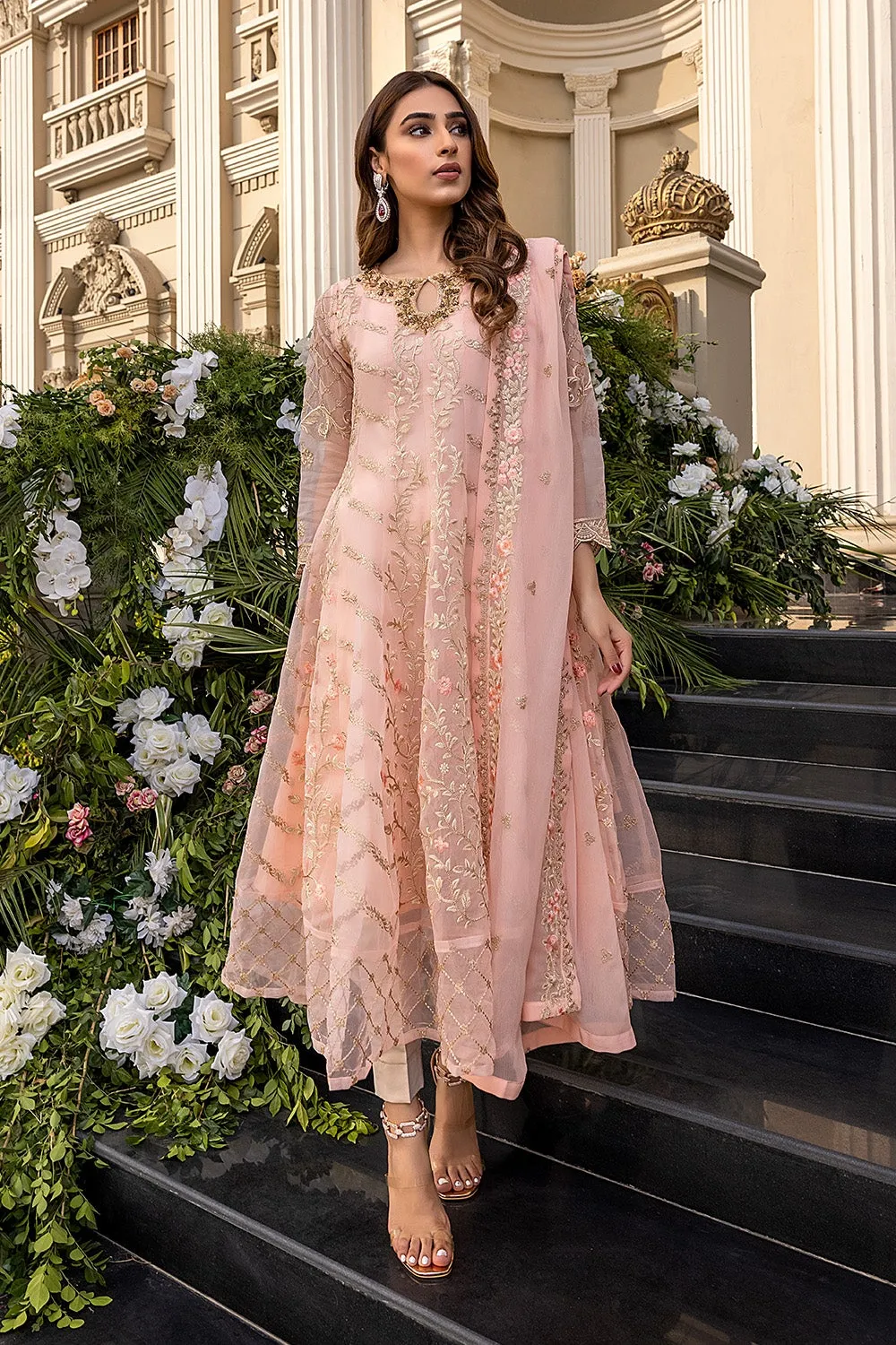 Peach Salwar Kameez with Delicate Embroidery #PF415