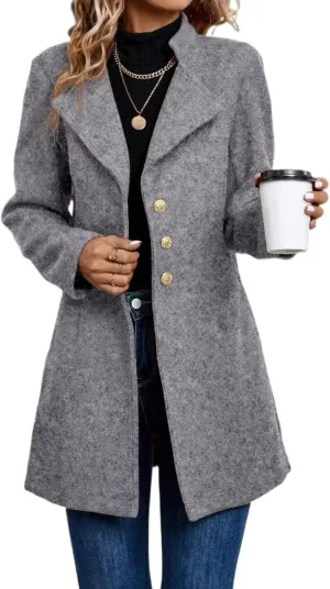 peacoat womens coat Casual Lapel Wool Blend Coat For Autumn/Winter