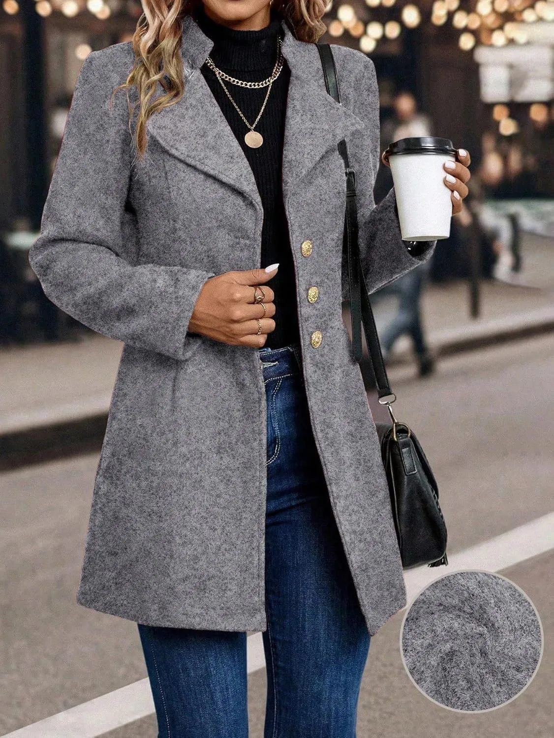 peacoat womens coat Casual Lapel Wool Blend Coat For Autumn/Winter