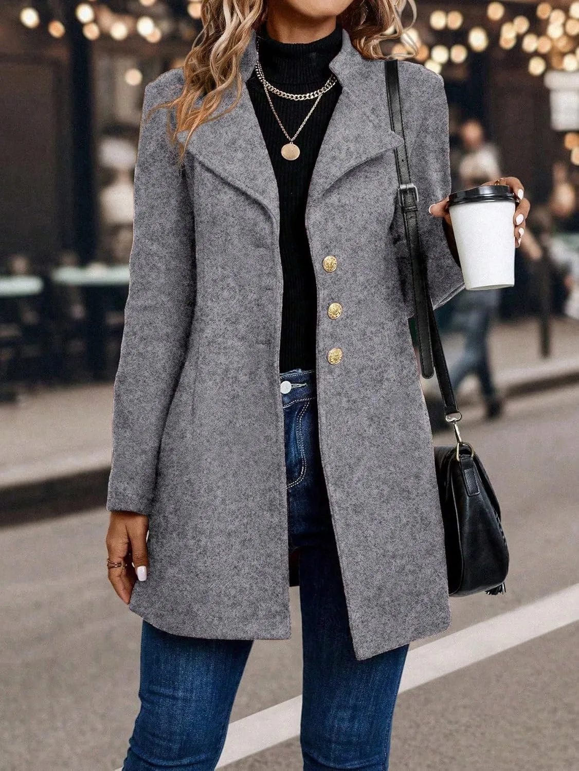 peacoat womens coat Casual Lapel Wool Blend Coat For Autumn/Winter