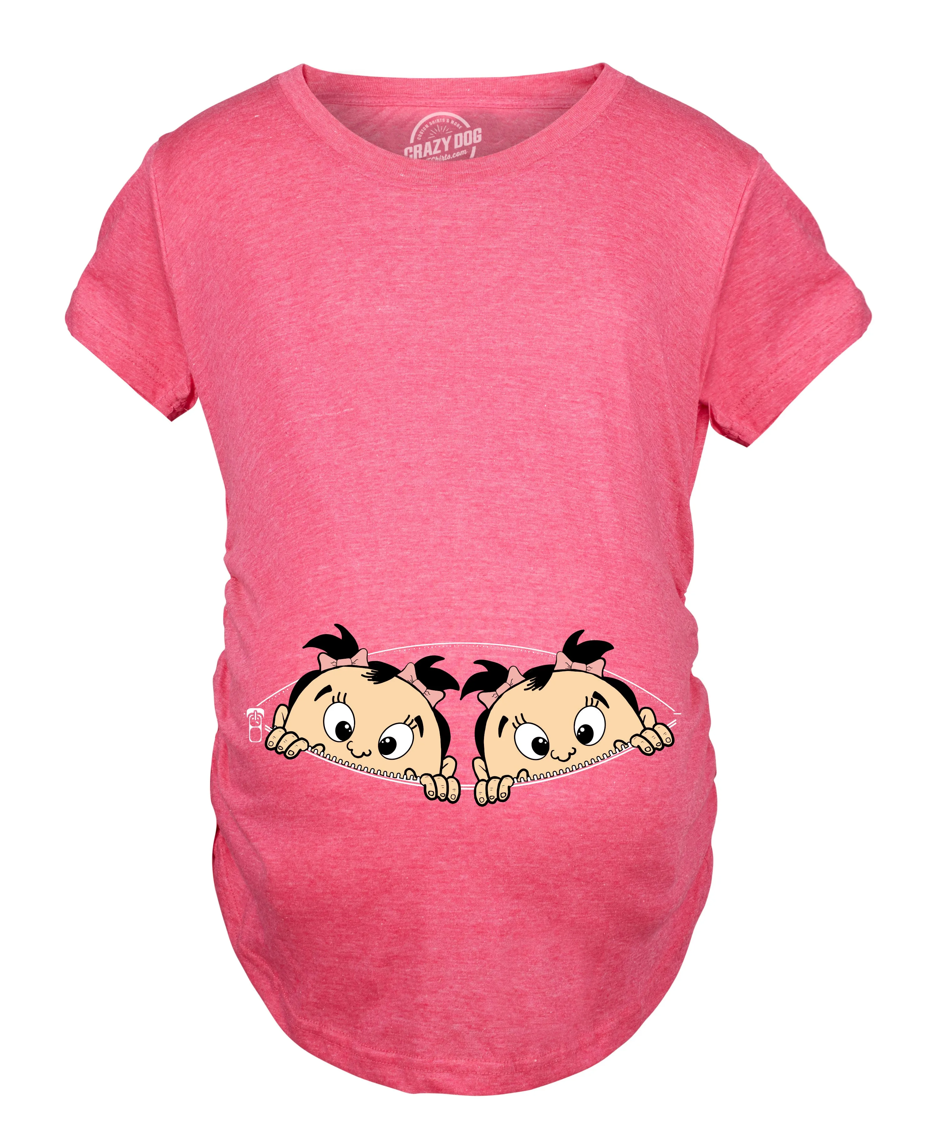 Peeking Twin Girls Maternity T Shirt
