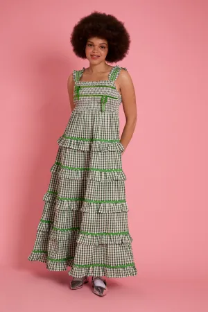Penny Gingham Ruffle Tiered Midaxi Dress - Curve Moisture Wicking Technology