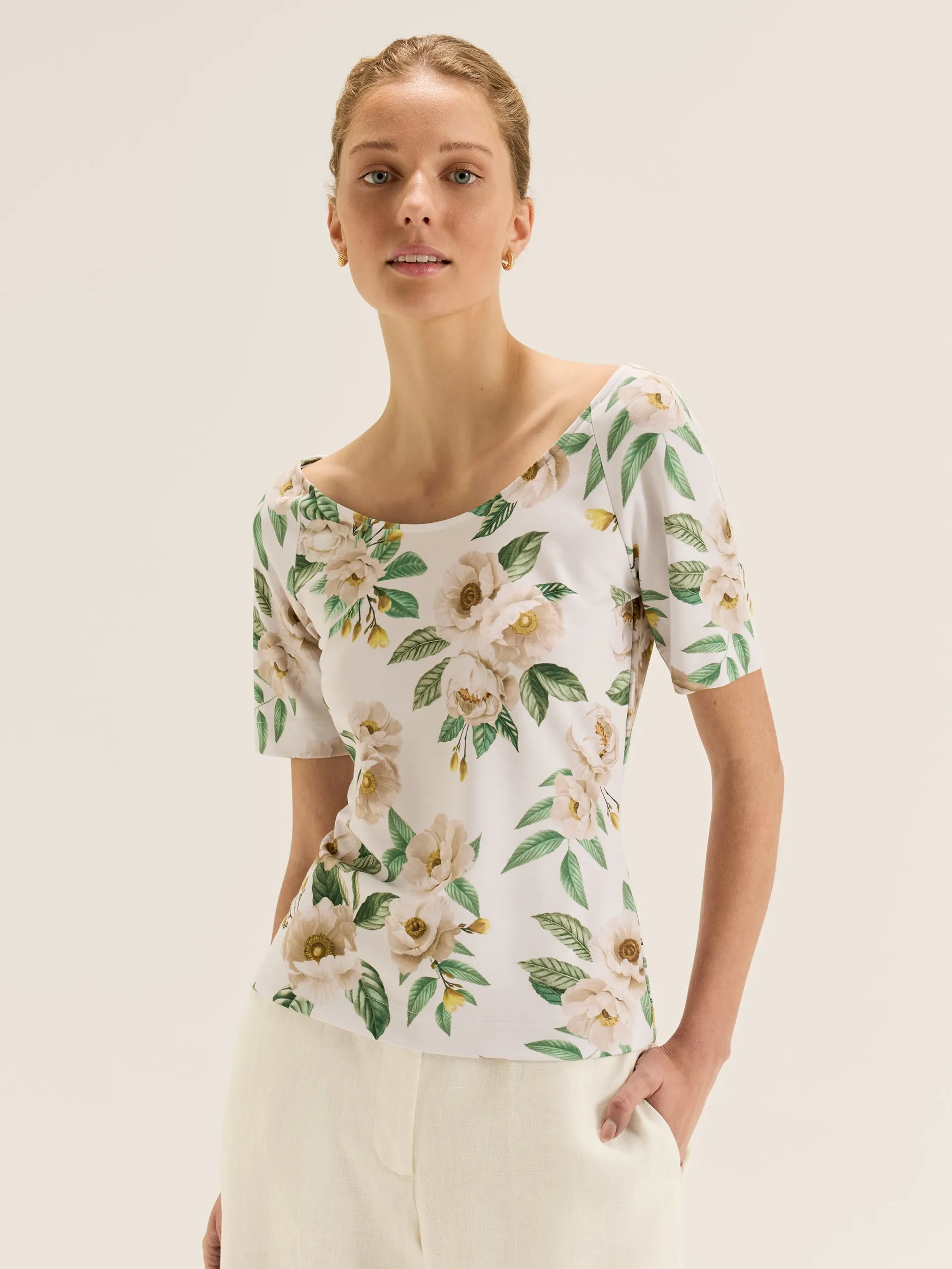 Peony Ponte Top UltraSoft Blend Reversible Layering Tech