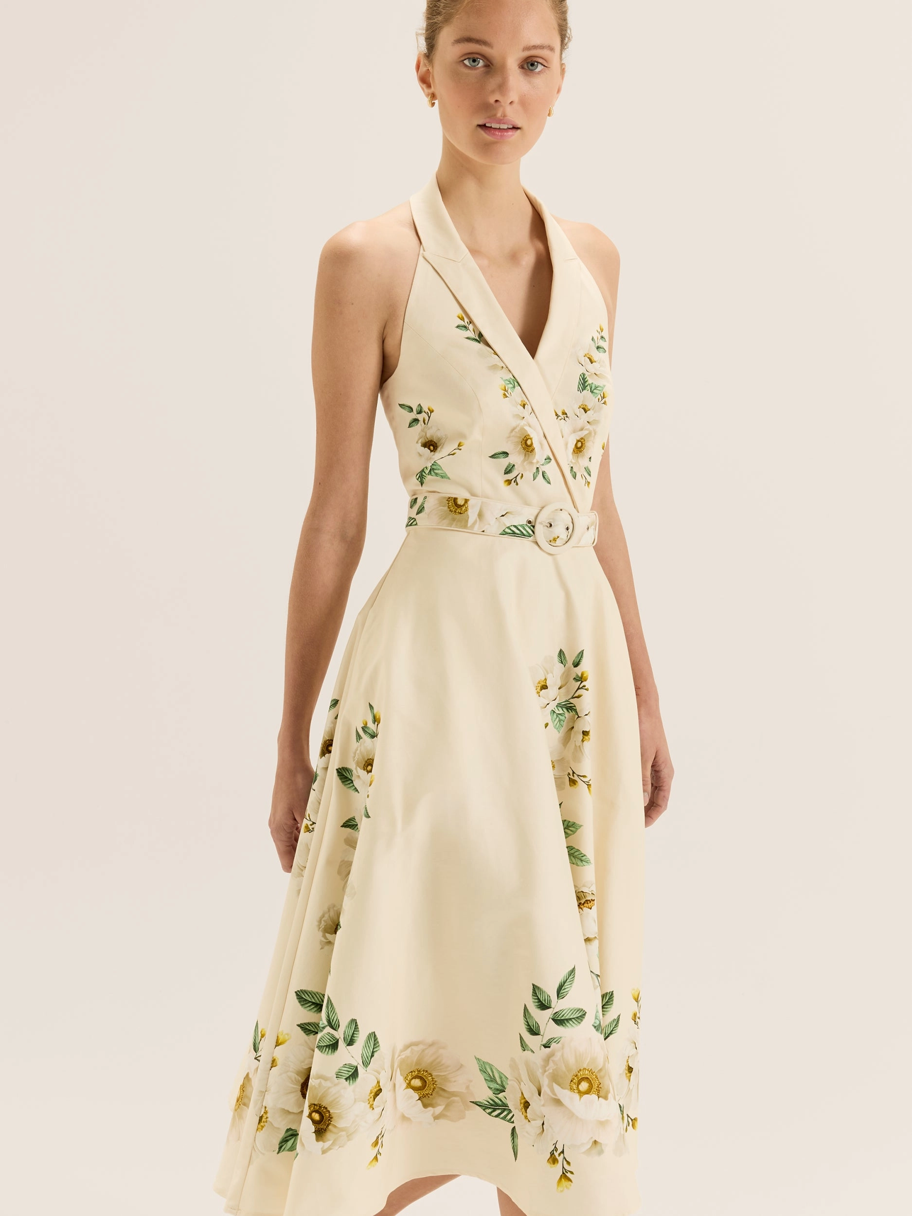 Crystal-Detail Peony Dress