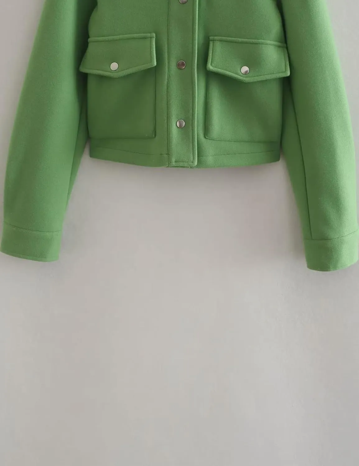 Perbai Womens Cropped Jacket Button Down Wool Blend Flannel Shacket Jacket with Pockets